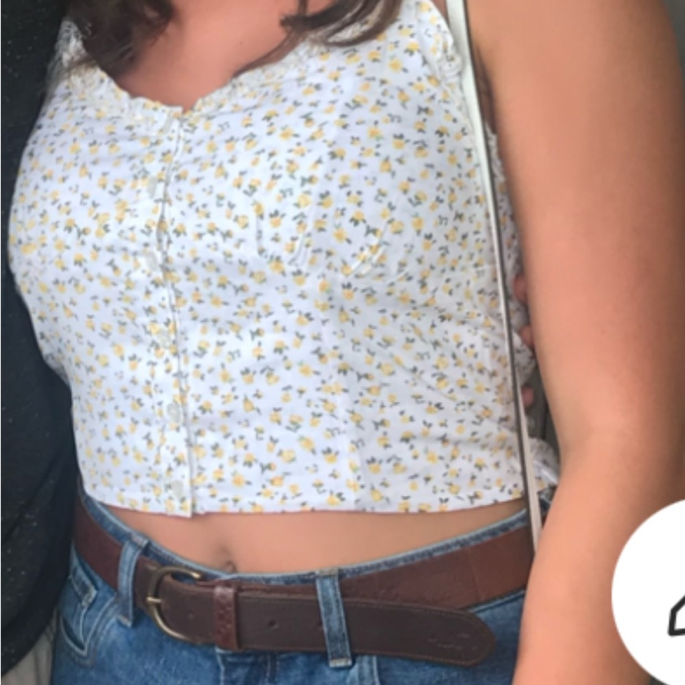 PacSun White Floral Tank Top